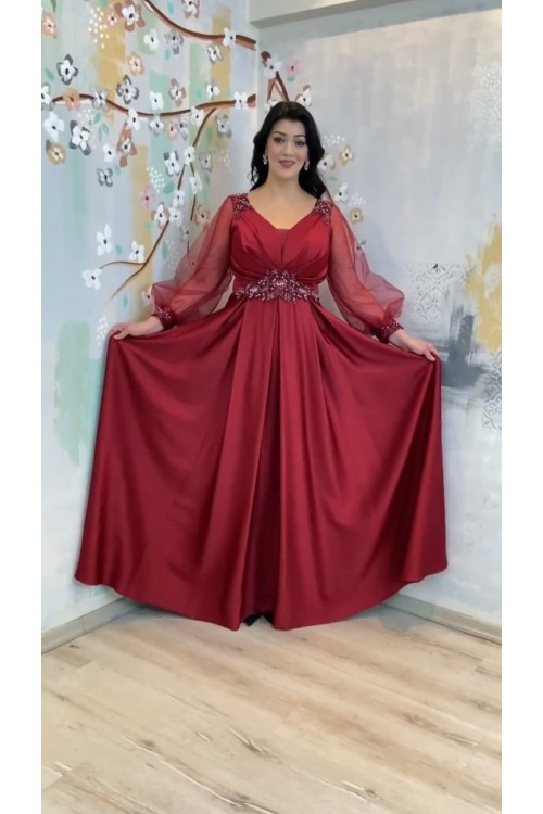 Saten İşlemeli Büyük Beden Abiye 