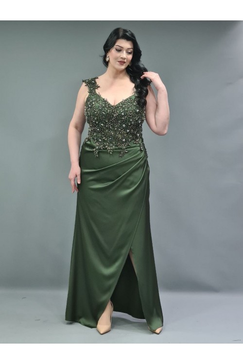 Saten güpürlü ve işlemeli abiye