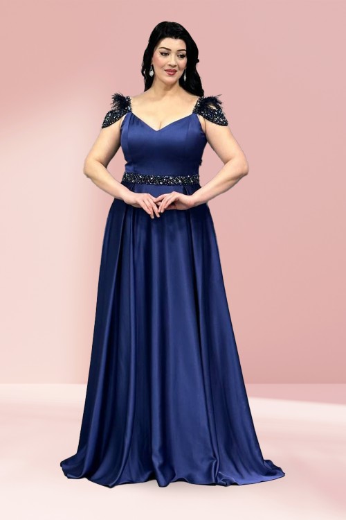 Saten  Özel İşlemeli abiye