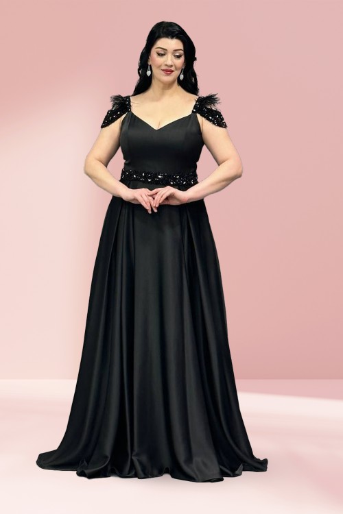 Saten  Özel İşlemeli abiye