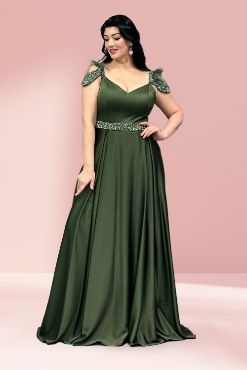 Saten  Özel İşlemeli abiye