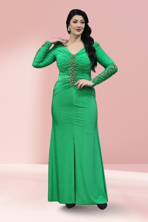 Özel Örme Kumaş ve İşlemeli Abiye