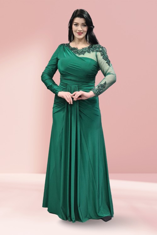 Özel Örme Kumaş Dantel ve İşlemeli Abiye