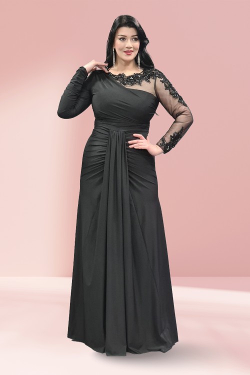 Özel Örme Kumaş Dantel ve İşlemeli Abiye