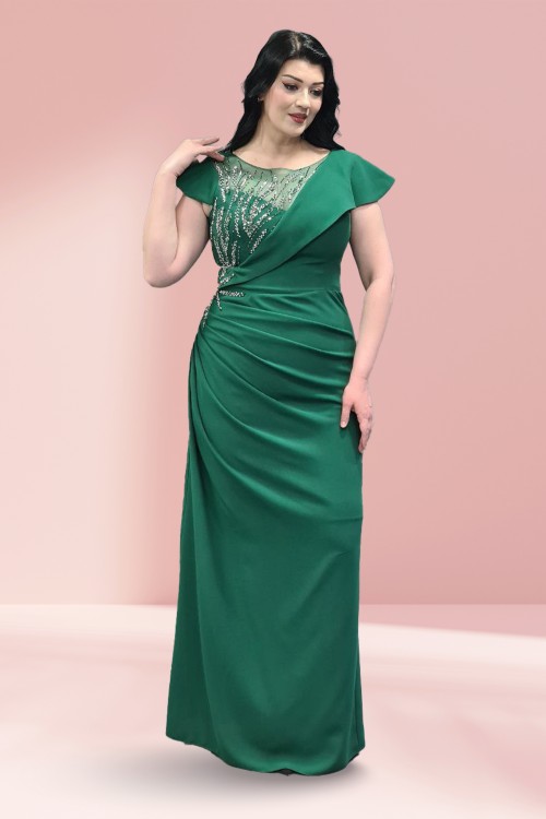 Krep Kumaş Meç ve taş İşlemeli abiye