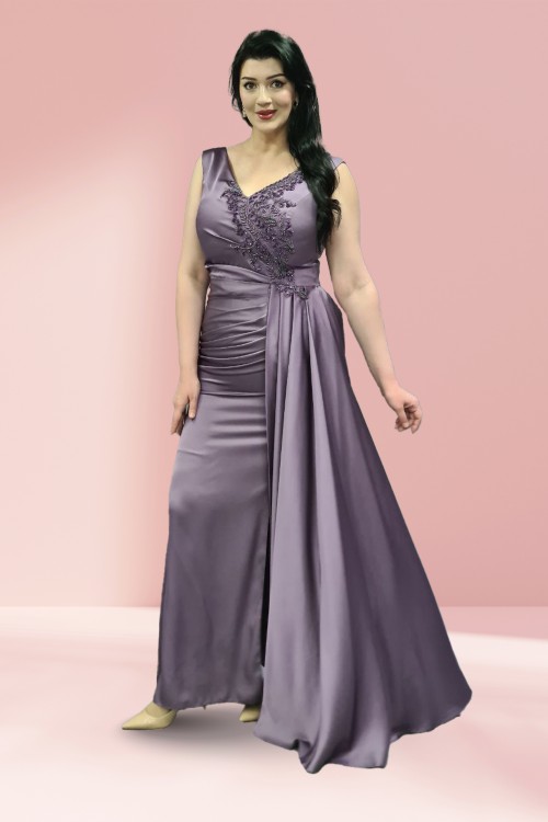 Saten Güpürlü ve İşlemeli Abiye