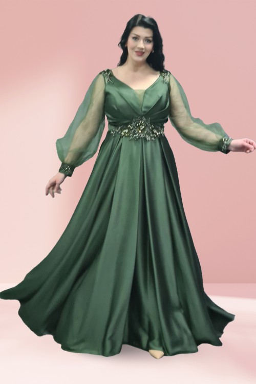 Saten İşlemeli Büyük Beden Abiye 